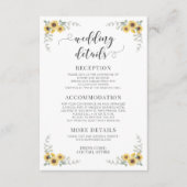 Elegante Herfst Zonnebloem Wedding Details Kaarten (Voorkant)