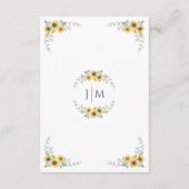 Elegante Herfst Zonnebloem Wedding Details Kaarten (Achterkant)