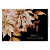 Elegante herfst zwart bloemenbruiloft dank u (Voorkant Horizontaal)