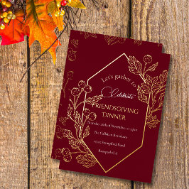 Elegante herfstbespenframe donker burgundy goud folie feestdagenkaart