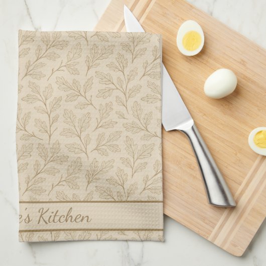 Elegante Herfstbladeren | Aangepaste Minimalistisc Theedoek (Quarter Fold)