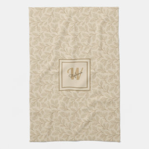 Elegante herfstbladeren Aangepaste minimalistisc Theedoek
