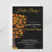 Elegante herfstbladeren boom zwart wit Baby shower Kaart (Voorkant)