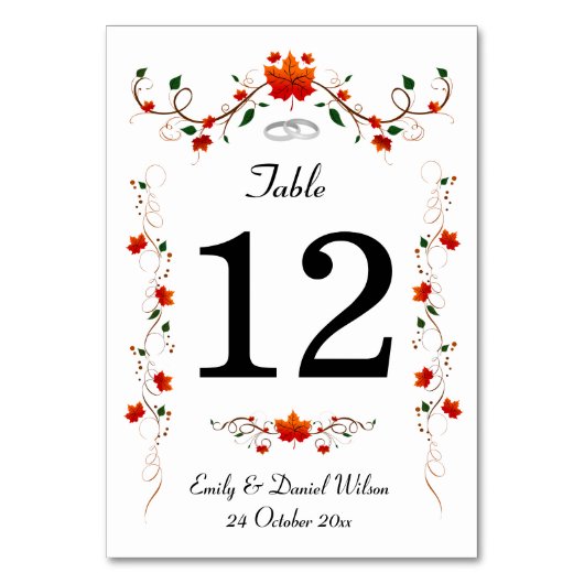 Elegante herfstbladeren bruiloft kaart (Achterkant)