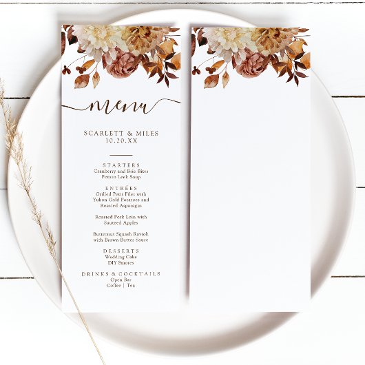Elegante Herfstbladeren Bruiloft Menu