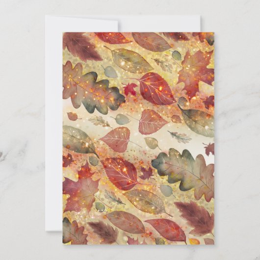 Elegante herfstbladeren en glitter bruiloft kaart (Achterkant)