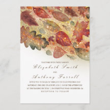 Elegante herfstbladeren en glitter bruiloft