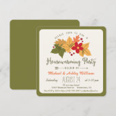 Elegante herfstbladeren, Floral housewarming party Kaart (Voorkant / Achterkant)
