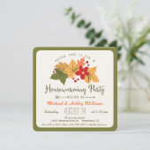 Elegante herfstbladeren, Floral housewarming party Kaart (Staand voorkant)