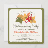 Elegante herfstbladeren, Floral housewarming party Kaart (Voorkant)