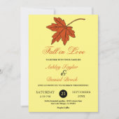 Elegante herfstbladeren geel bloemig bruiloft kaart (Voorkant)