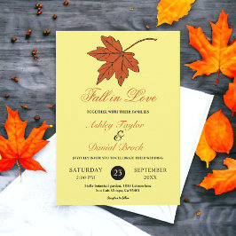 Elegante herfstbladeren geel bloemig bruiloft kaart