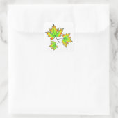 Elegante herfstbladeren groen rood geel esdoornbla vierkante sticker (Tas)