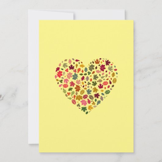 Elegante Herfstbladeren Hart Geel Bloem Bruiloft Kaart (Achterkant)