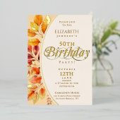 Elegante herfstbladeren Herfst 50ste verjaardag Folie Uitnodiging (Staand Voorkant)
