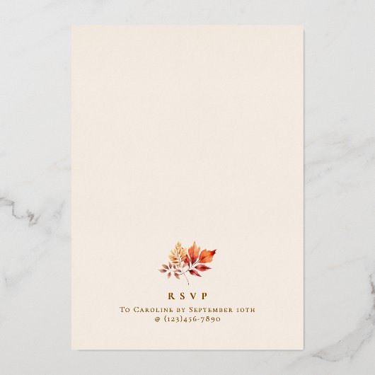 Elegante herfstbladeren Herfst 50ste verjaardag Folie Uitnodiging (Achterkant)