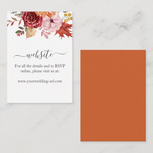 Elegante herfstbladeren herfst bruiloft Details ka Informatiekaartje (Voorkant / Achterkant)