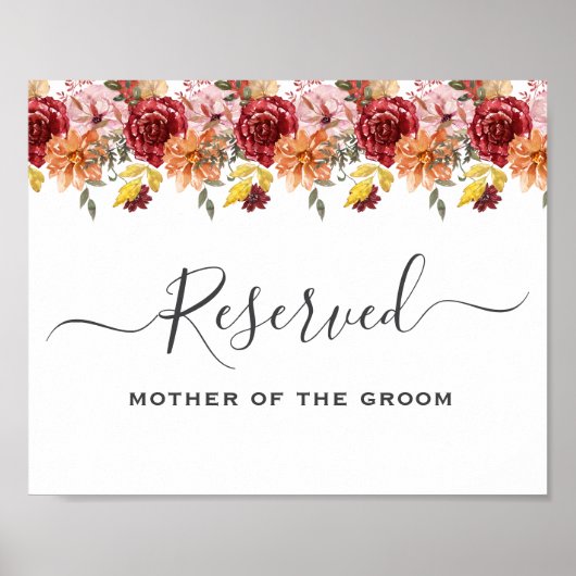Elegante Herfstbladeren Herfst Bruiloft Gereservee Poster (Voorkant)