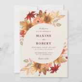 Elegante Herfstbladeren Herfst Bruiloft Kaart (Voorkant)