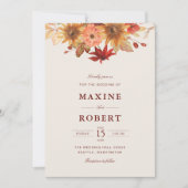 Elegante Herfstbladeren Herfst Bruiloft Kaart (Voorkant)
