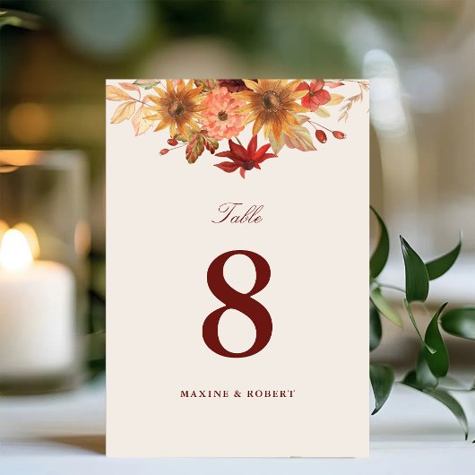 Elegante Herfstbladeren Herfst Bruiloft Kaart
