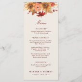 Elegante Herfstbladeren Herfst Bruiloft Menu (Voorkant)