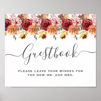 Elegante Herfstbladeren Herfst Bruiloft Poster