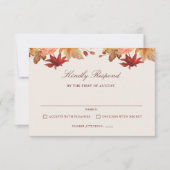 Elegante Herfstbladeren Herfst Bruiloft RSVP Kaartje (Voorkant)