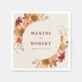 Elegante Herfstbladeren Herfst Bruiloft Servet (Voorkant)