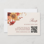 Elegante Herfstbladeren Herfst QR Code Bruiloft RSVP Kaartje (Voorkant)