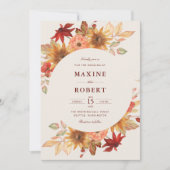 Elegante Herfstbladeren Herfst QR-code Foto Bruilo Kaart (Voorkant)