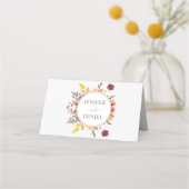 Elegante herfstbladeren herfstbruiloft plaatskaartje (Achterkant)