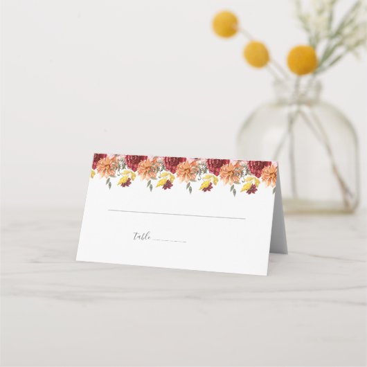 Elegante herfstbladeren herfstbruiloft plaatskaartje (Voorkant)