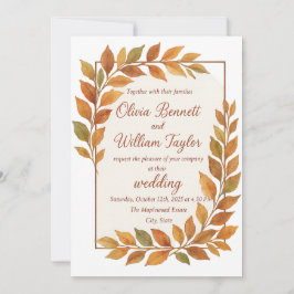 Elegante herfstbladeren & koperen rustieke Herfst Kaart