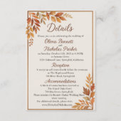 Elegante herfstbladeren & koperen script rustieke  informatiekaartje (Voorkant)