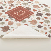Elegante Herfstbladeren Monogram Beige Sherpa Deken (3/4)