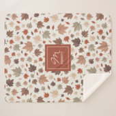 Elegante Herfstbladeren Monogram Beige Sherpa Deken (Voorkant (horizontaal))