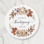 Elegante herfstbladeren Thanksgiving Bedankjes Labels (Voorkant)
