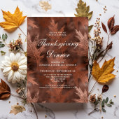 Elegante Herfstbladeren Thanksgiving-diner Kaart