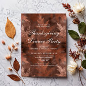 Elegante Herfstbladeren Thanksgiving Dinerfeest Kaart