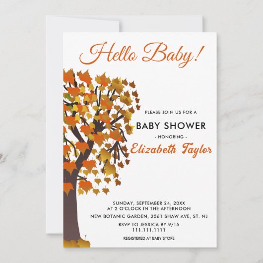Elegante herfstbladeren Tree Romantisch Baby showe Kaart (Voorkant)