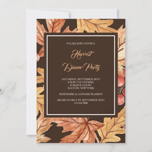 Elegante Herfstbladeren Uitnodiging (Voorkant)