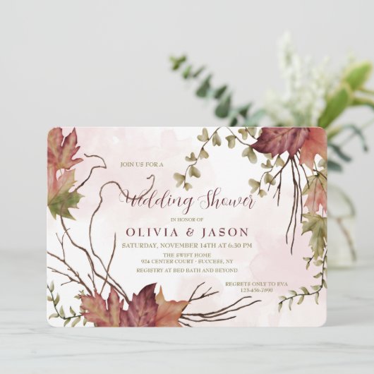 Elegante Herfstbladeren Uitnodigingen (Staand voorkant)