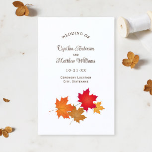 Elegante herfstbladeren vallen trouwprogramma's
