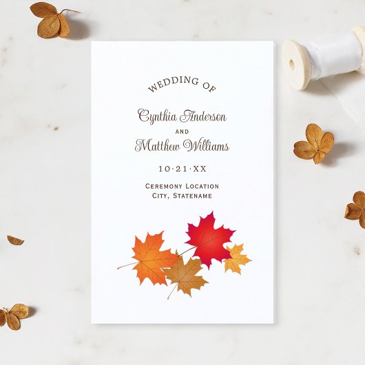 Elegante herfstbladeren vallen trouwprogramma's