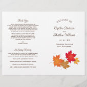 Elegante herfstbladeren vallen trouwprogramma's (Voorkant)