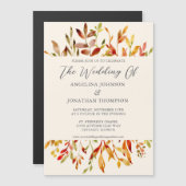 Elegante herfstbladeren Waterverf herfstbruiloft Magnetische Uitnodiging (Voorkant / Achterkant)