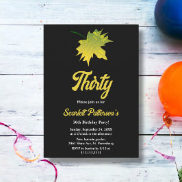 Elegante herfstbladeren zwart en wit 30e verjaarda kaart