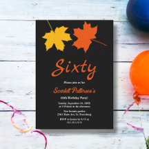 Elegante Herfstbladeren Zwart En Wit 60e Verjaarda