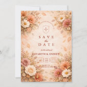 Elegante herfstbloem bruiloft save the date (Voorkant)